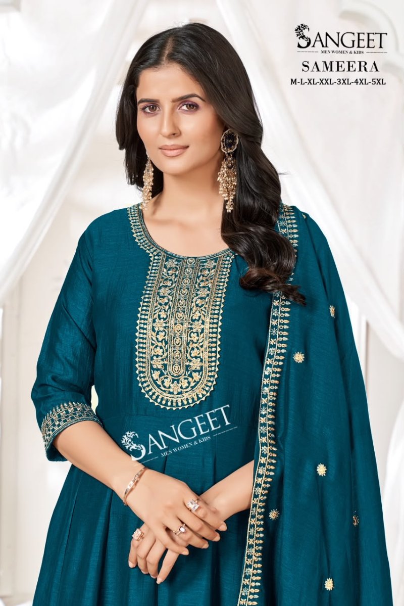 Sameera By Sangeet Vichitra Blooming Silk Kurti With Bottom Dupatta